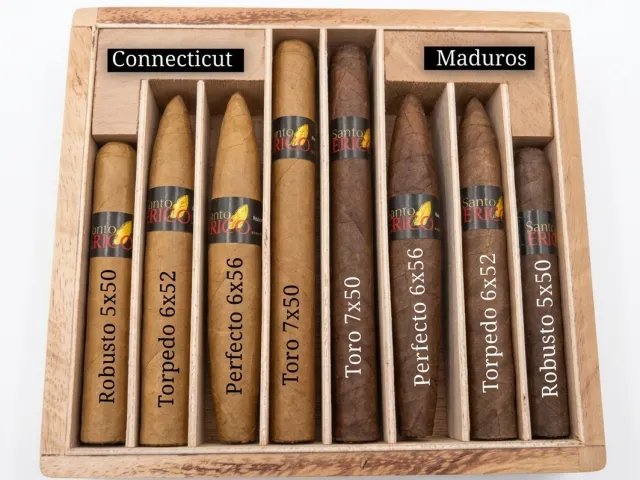 Samplerbox Santo Erico mit Beschreibung der Zigarren
